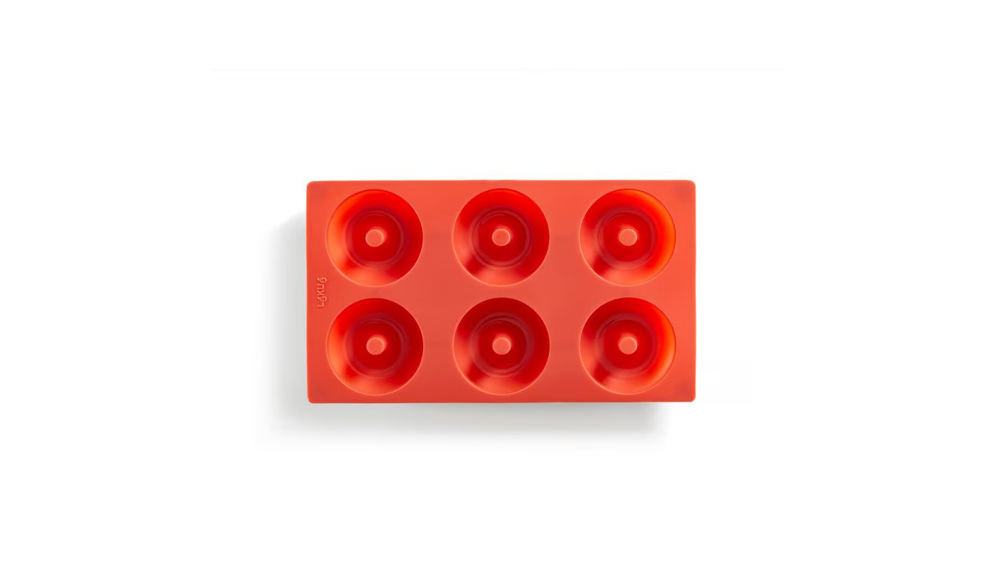MOLDE PARA DONUTS 6 CAVIDADES ROJO LEKUE